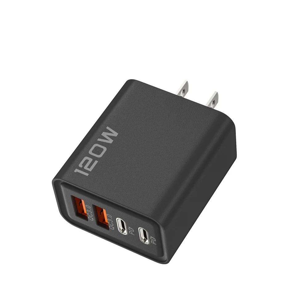 4 Port USB Charger Total 120W Type C Fast Charge Mobile Phone Adapter For iPhone Samsung Xiaomi Huawei Quick Charge Wall Charger