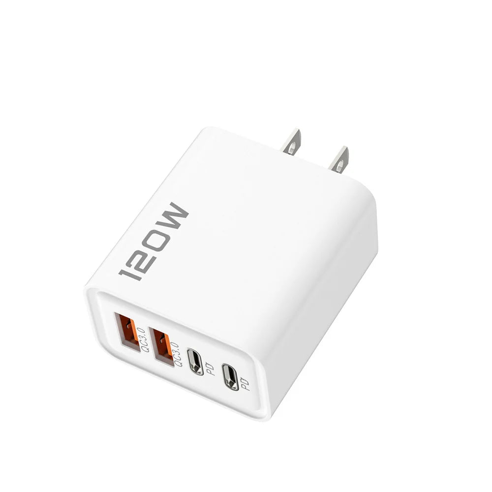 4 Port USB Charger Total 120W Type C Fast Charge Mobile Phone Adapter For iPhone Samsung Xiaomi Huawei Quick Charge Wall Charger